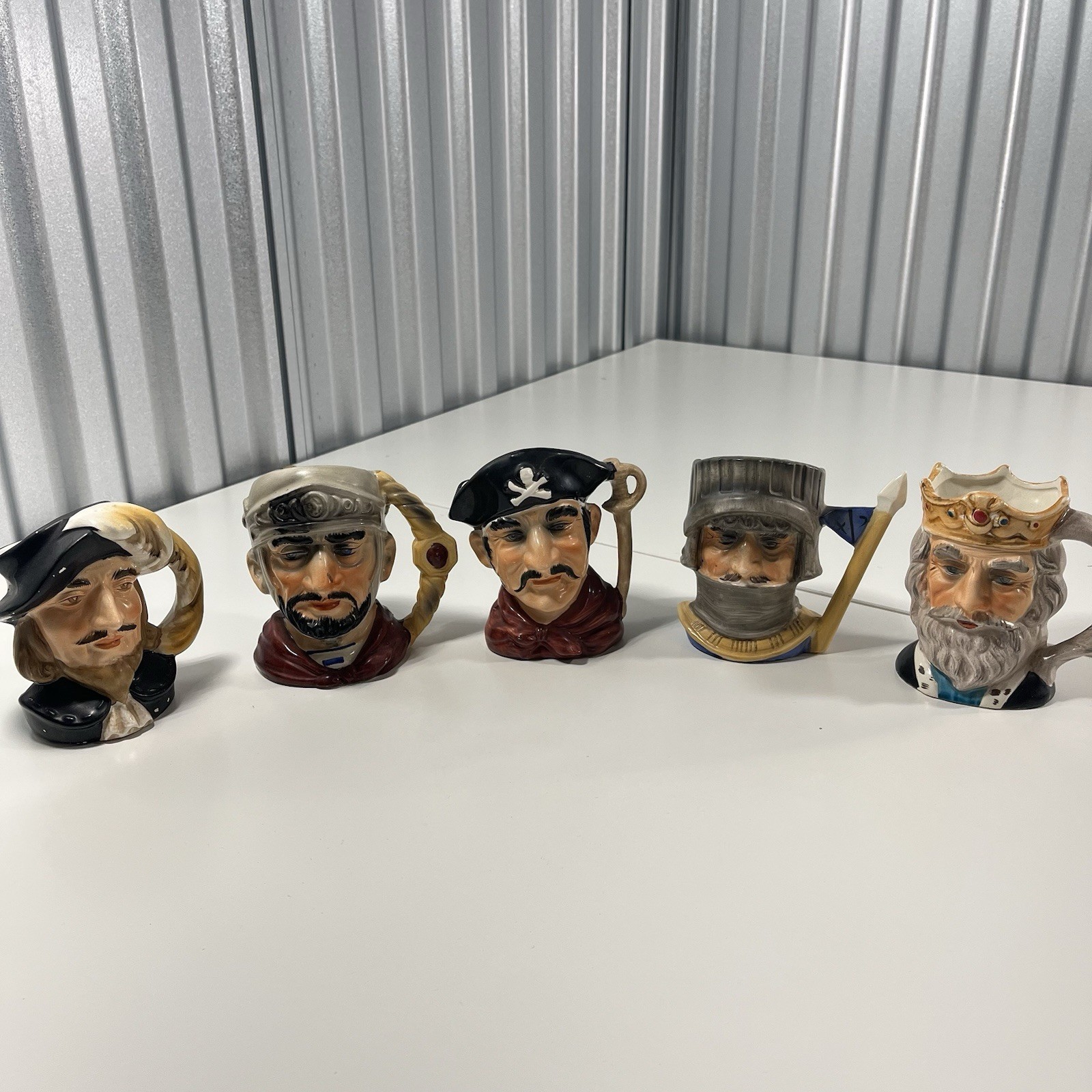 Vintage NASCO Stoneware Japan Character Jugs Toby Mugs Set Of 5 Hand Painted 