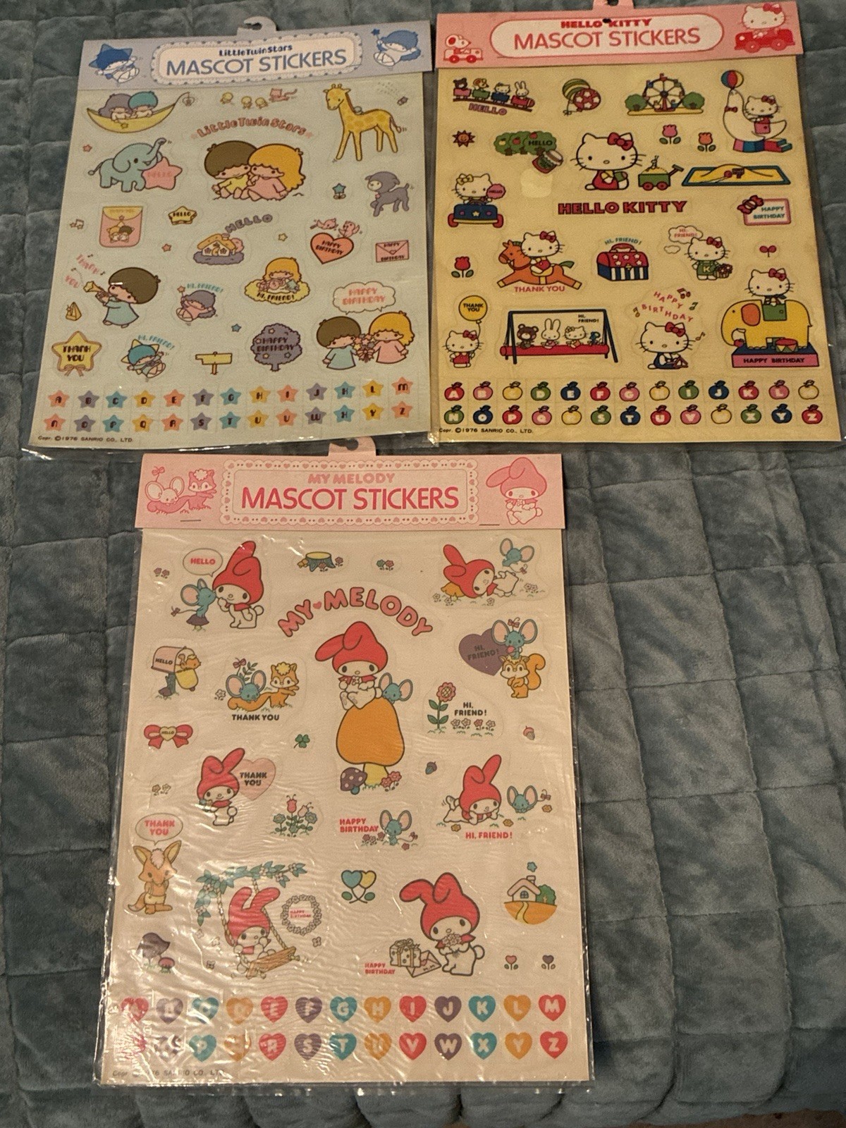 Vtg 1976 Hello Kitty, Little Twin Stars, Melody Mascot Stickers