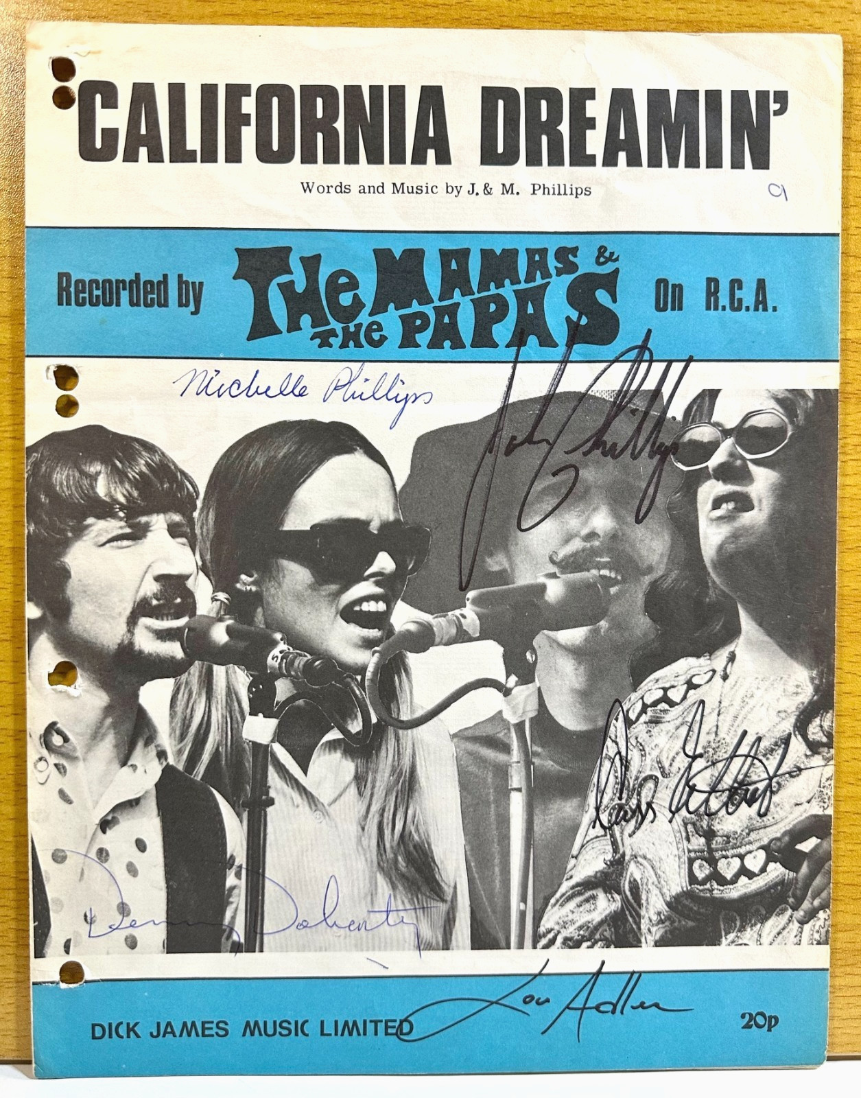 1966 Mamas And The Papas California Dreamin Signed By 5 Cass Elliot Group Vtg