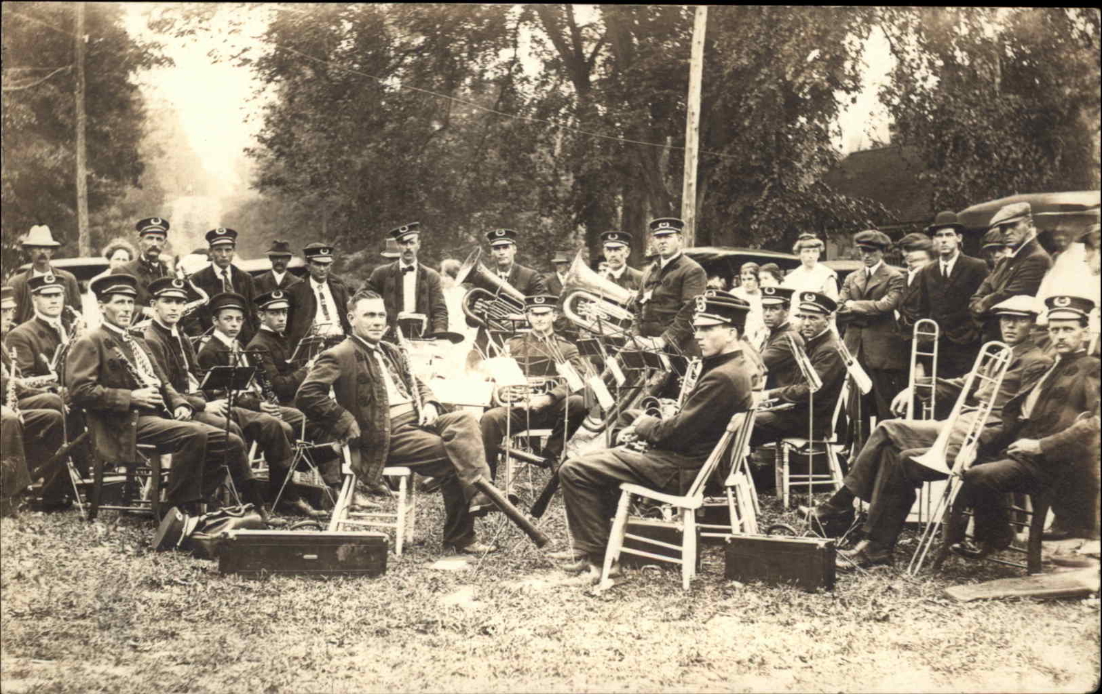 Music Band Orchestra East Dixfield ME Cancel 1917 Real Photo Postcard