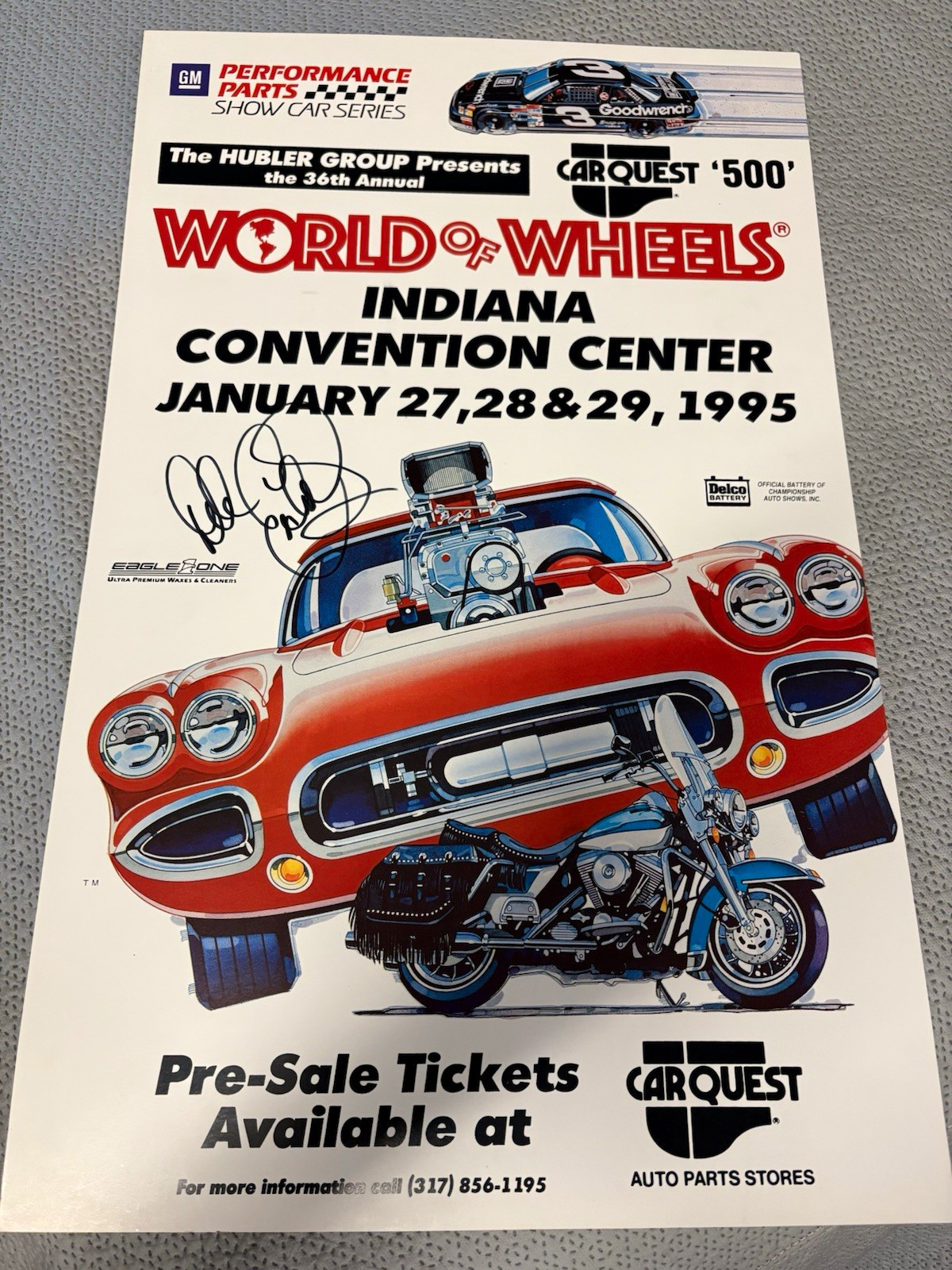 World of Wheels Poster Indiana Convention Center Jan 27-29 1995 Autographed 