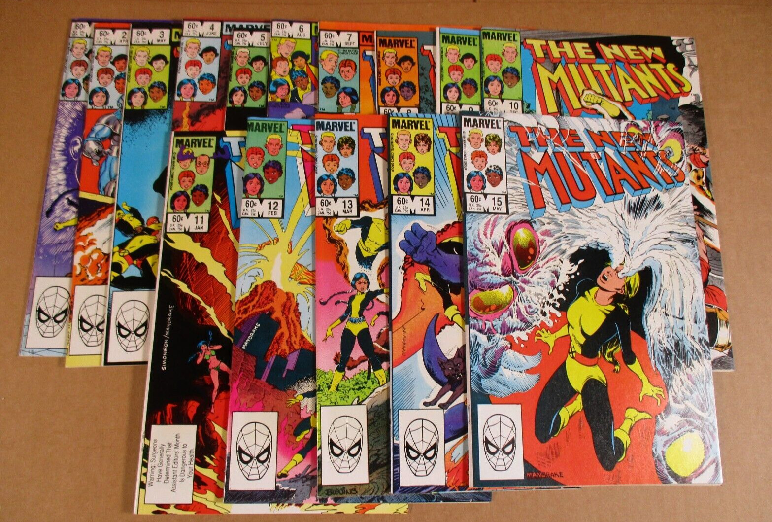 The  New Mutants # 1 -15 Run Marvel Comics Lot of 15  Grade Books Very Nice Set