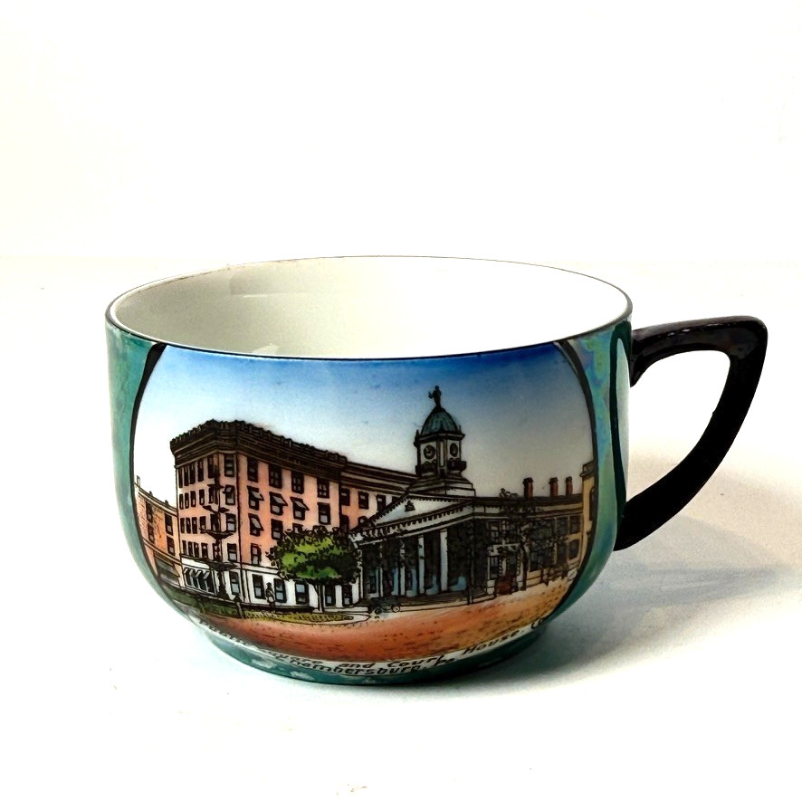 CHAMBERSBURG PA Souvenir Porcelain CHINA GREEN Trinket TEA CUP CHAMBERSBURG PA Souvenir Porcelain CHINA GREEN Trinket TEA CUP