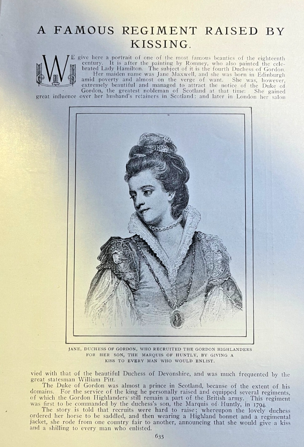 1908 How Jane Duchess of Gordon Raised the Gordon Highlanders Kissing Recruits