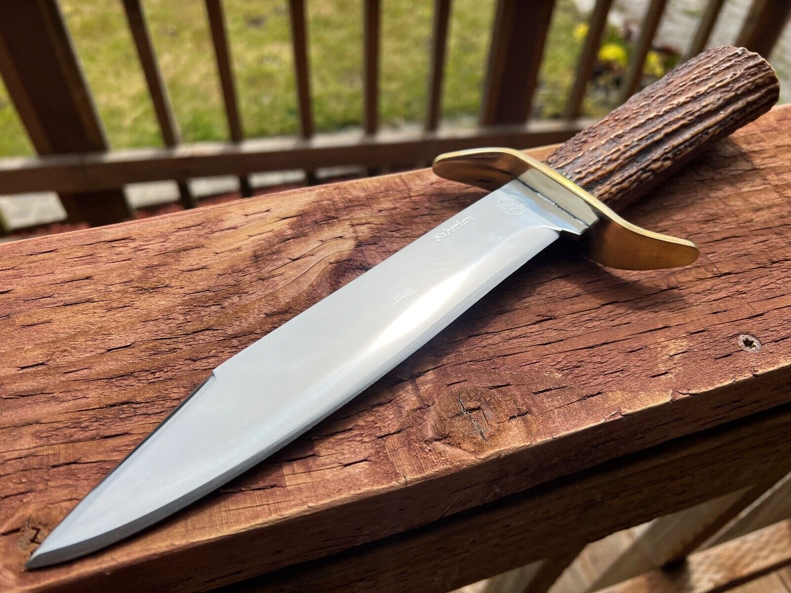 Custom Fixed Blade Knife/Convex/Elk Tine Handle/by Dan Saberian/ MADE IN USA