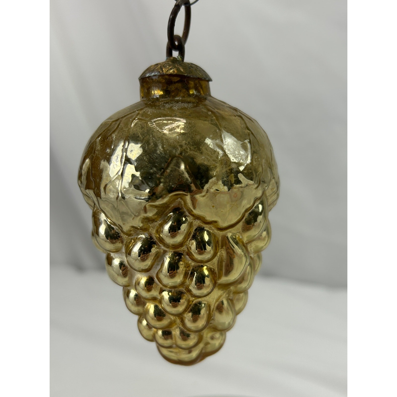 Antique 1800s German Kugel Gold Grape Cluster Glass Christmas Ornament 4