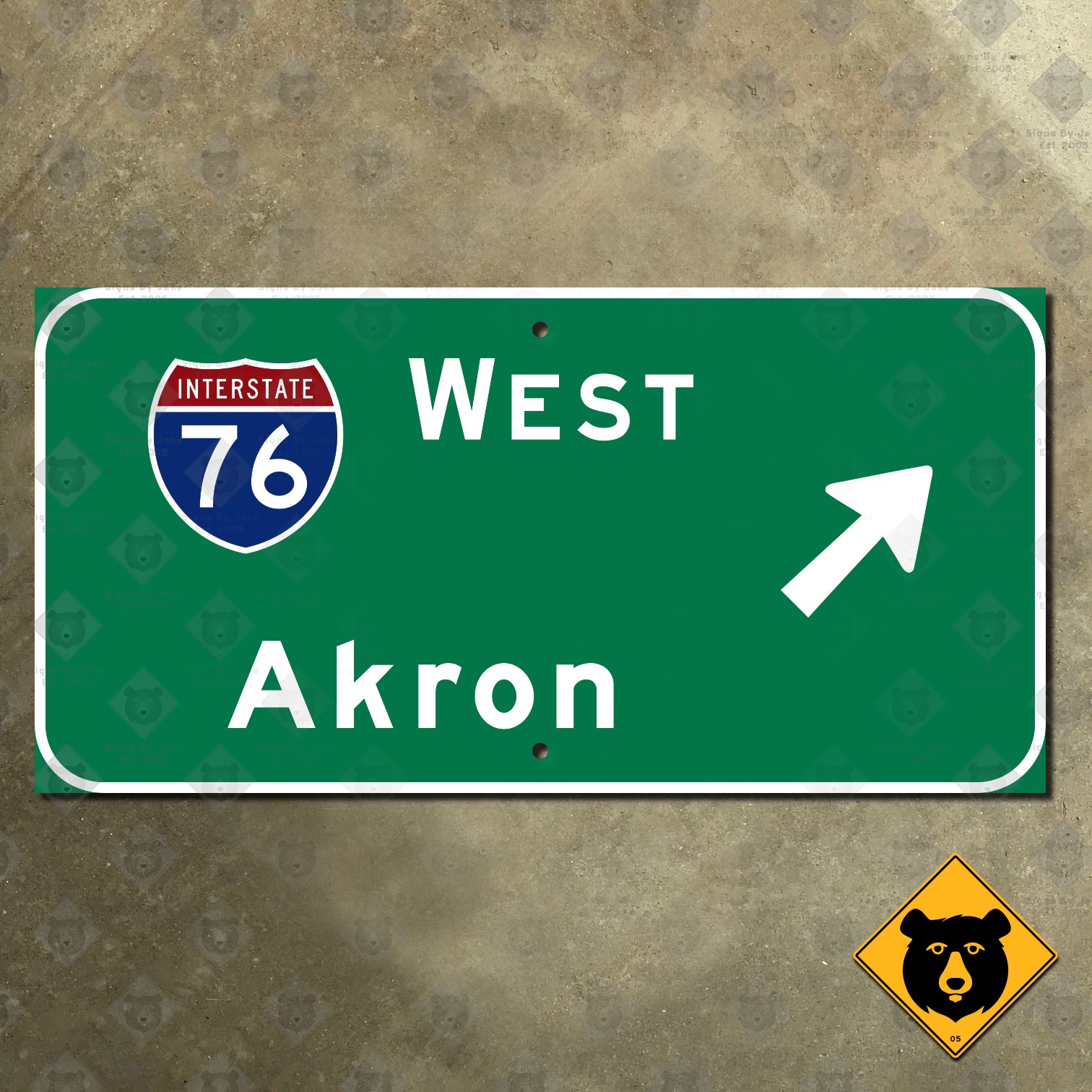 Ohio Turnpike Akron Interstate 76 west highway freeway road exit sign 24x12
