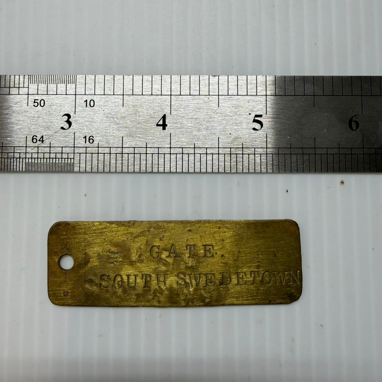 Vtg Gate South Swedetown Cellar Door Brass Mining Tag Calumet Hecla History MI