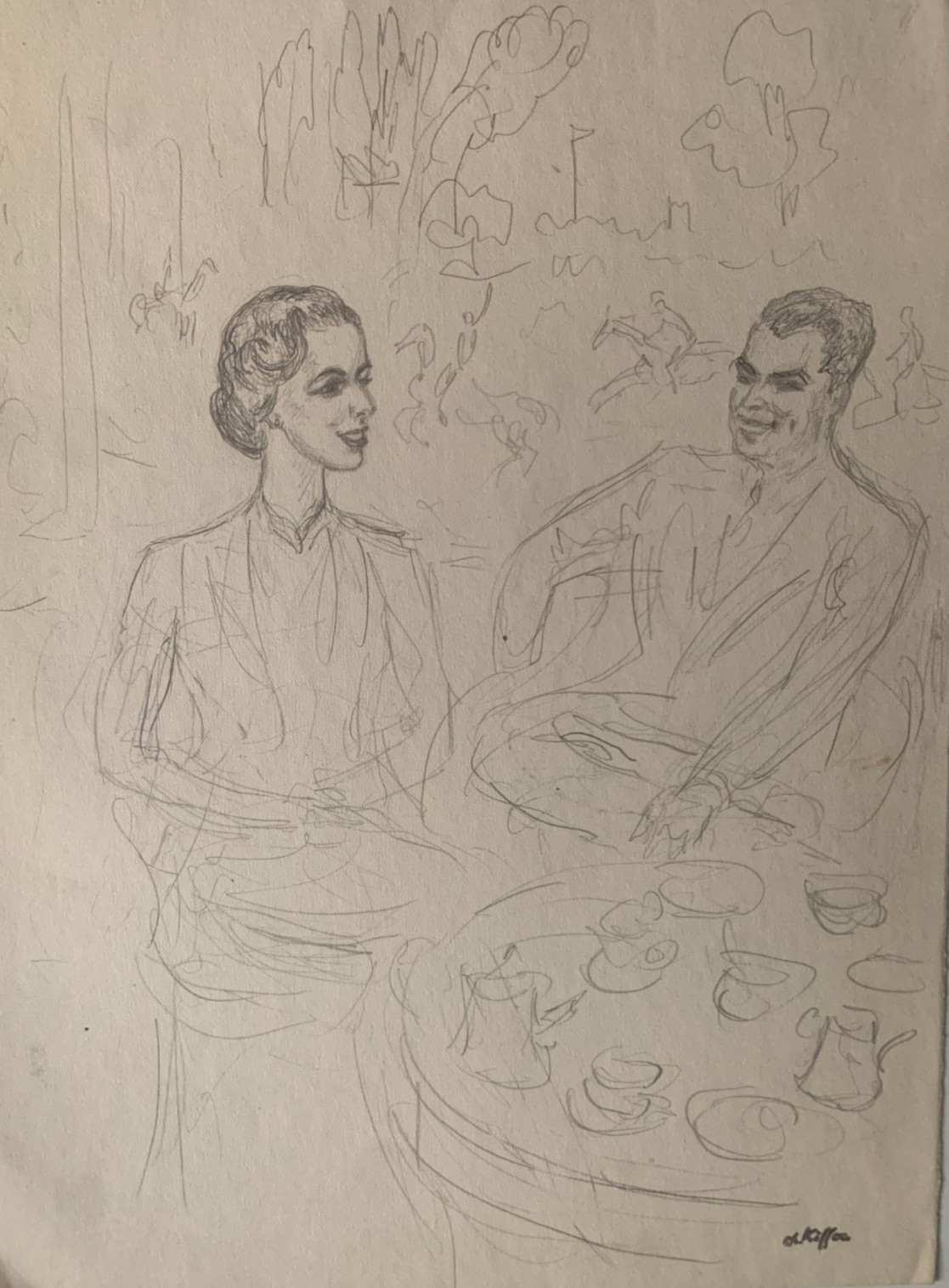 CHARLES KIFFER (1902-1992) ORIGINAL DRAWING ACTRESS GRACE KELLY CIRCA 1950 (279)