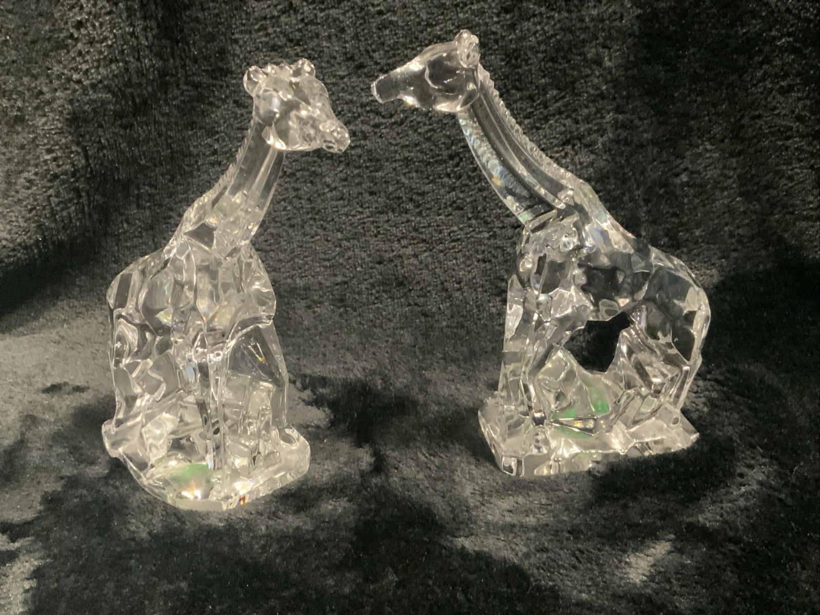 Vintage 24% Lead Crystal Pair Giraffe Figurines KristalColor Italy 1970s 4.5”T