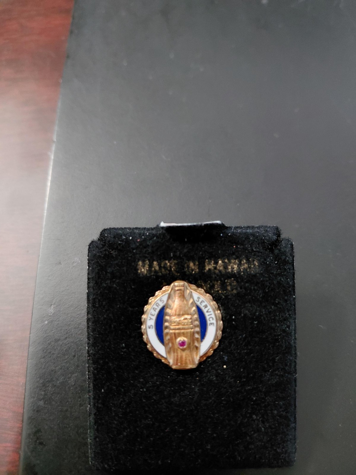 Vintage Coca-Cola Coke 5 Year Service Employee Award Pin 10K Gold 2.2g & Ruby