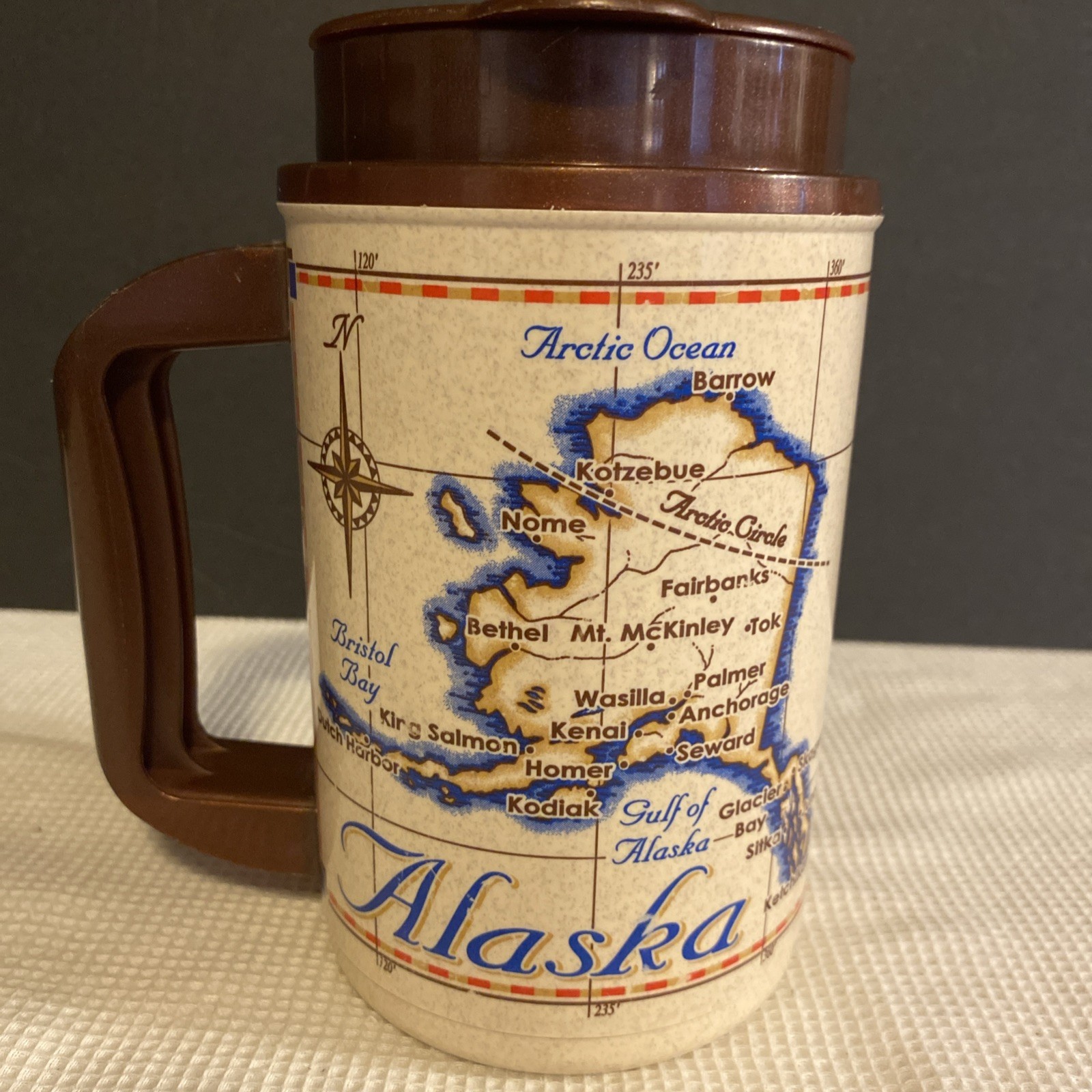 Vintage Alaska Map Whirley Drink Works Mug