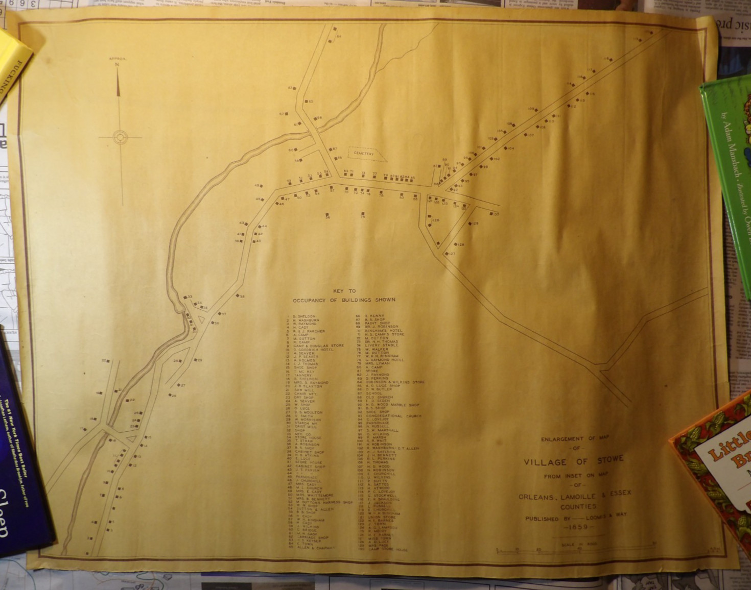 Village of Stowe Vermont 1859 Reproduction Map 2-4-43