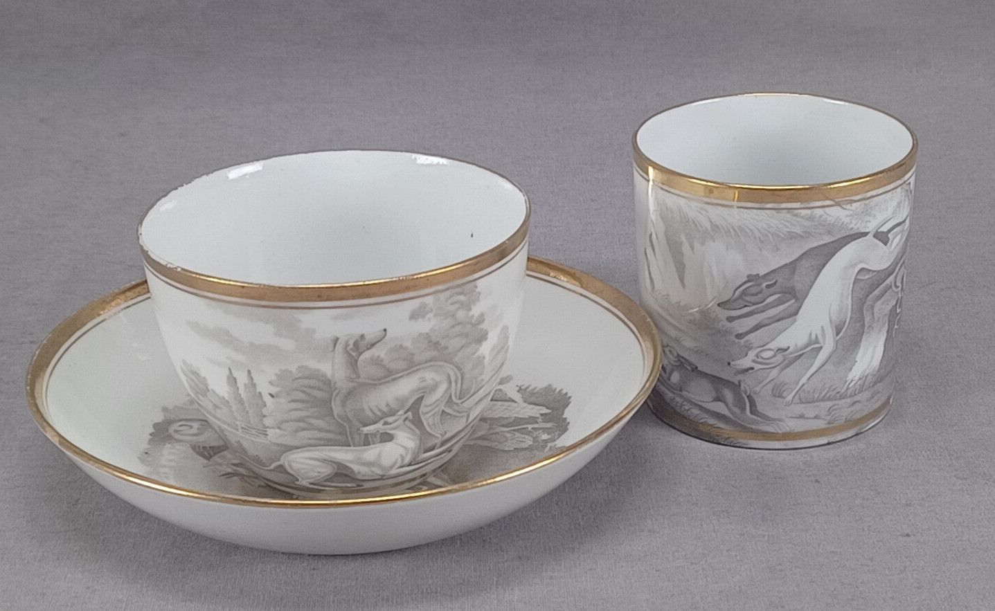 Spode Pattern 557 Bat Print Tea Cup Coffee Can & Saucer Trio Circa 1805-1810 F