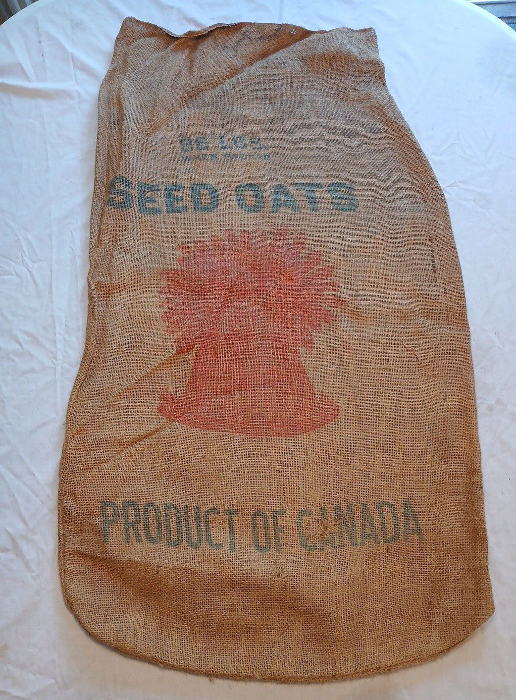 Vintage Canadian Seed Oats From Canada Farm Logo Burlap Bag 21x40 Vintage Canadian Seed Oats From Canada Farm Logo Burlap Bag 21x40