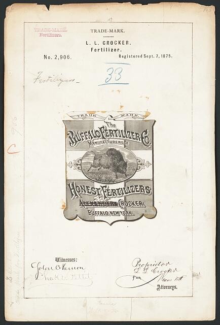 Photo:Buffalo New York 1875 L L Crocker Honest Fertilizers Trade Mark