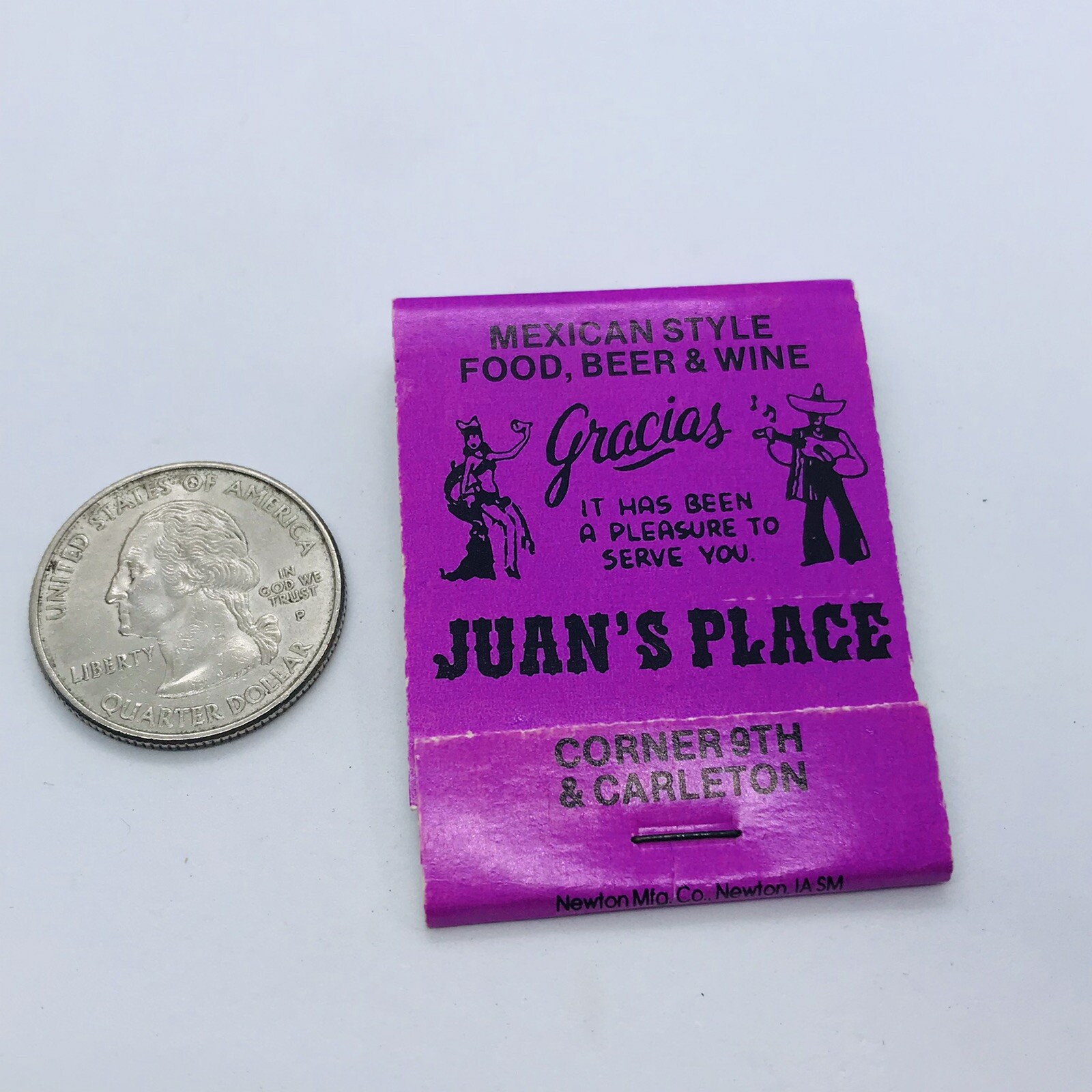 JUAN’S PLACE GRACIAS MEXICAN STYLE FOOD BEER WINE VINTAGE MATCHBOOK BERKELEY CA