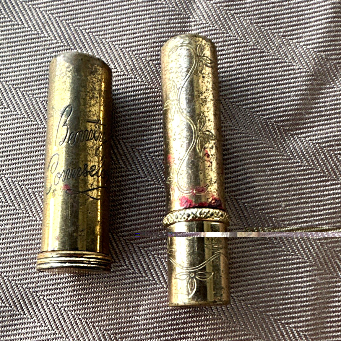 Vintage Revlon Gold Tone Lipstick Tube Holder Case