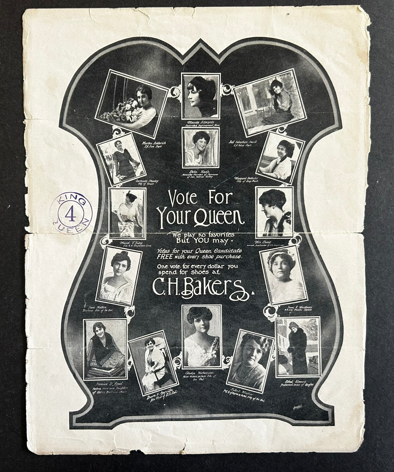 One-of-a-Kind 1907 Tournament of Roses Parade Queen Candidates Poster/Flyer