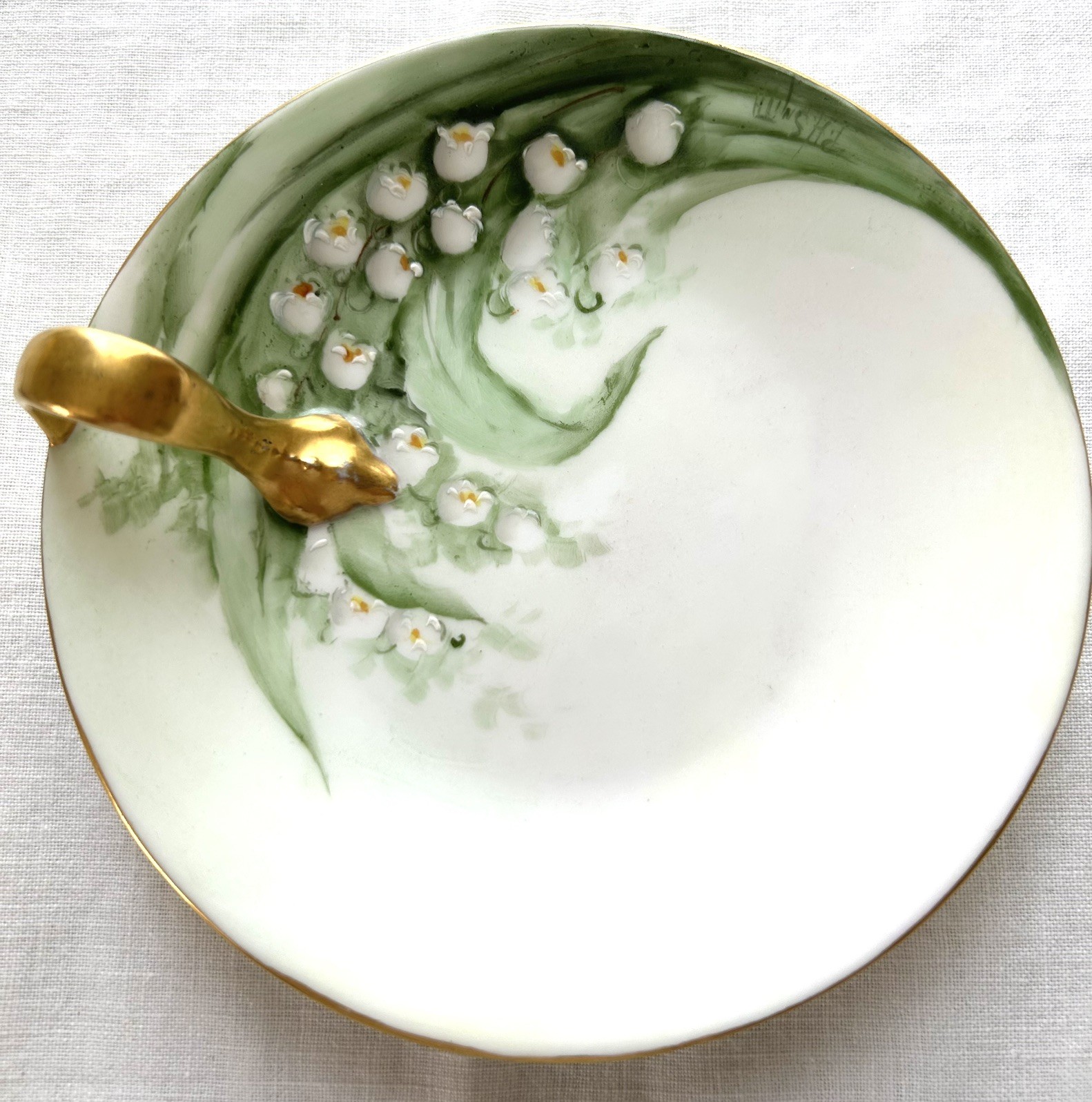 Antique T&V Limoges France Longchamps Nappy Dish Lily of the Valley Mint