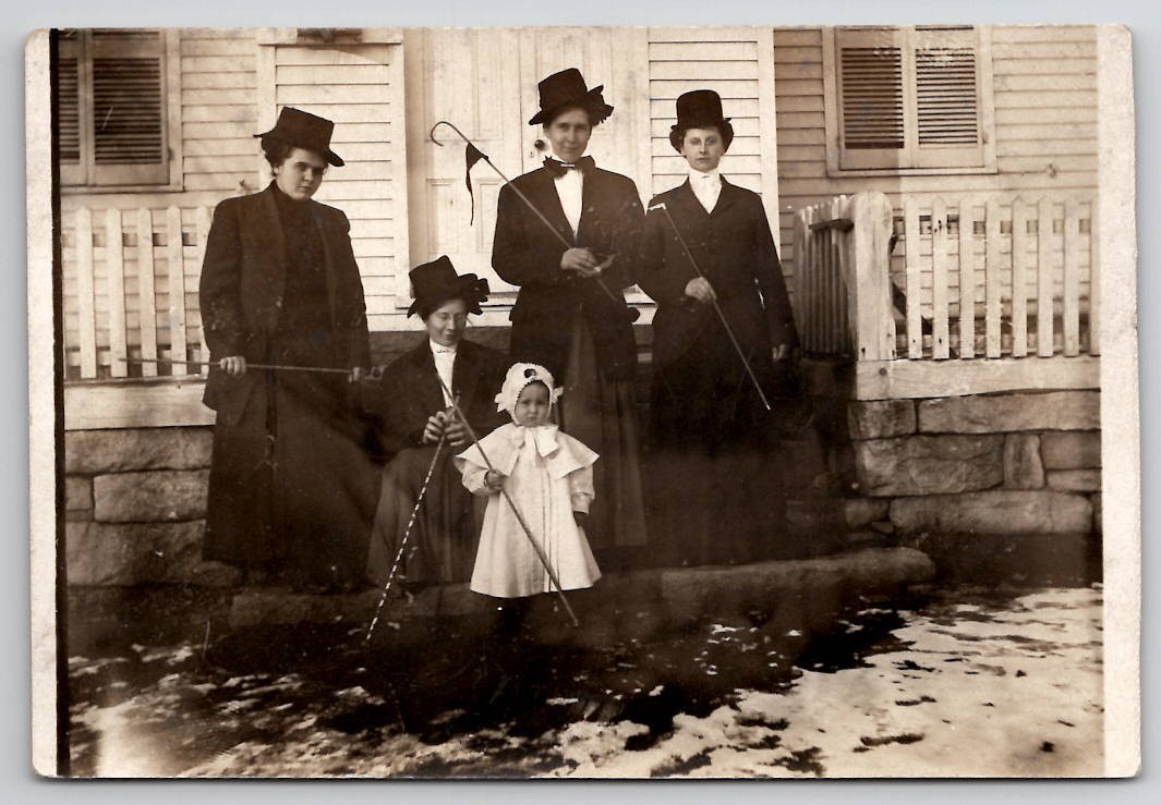 RPPC Four Edwardian Ladies Riding Crops Hats Cute Child Equestrian Postcard L44