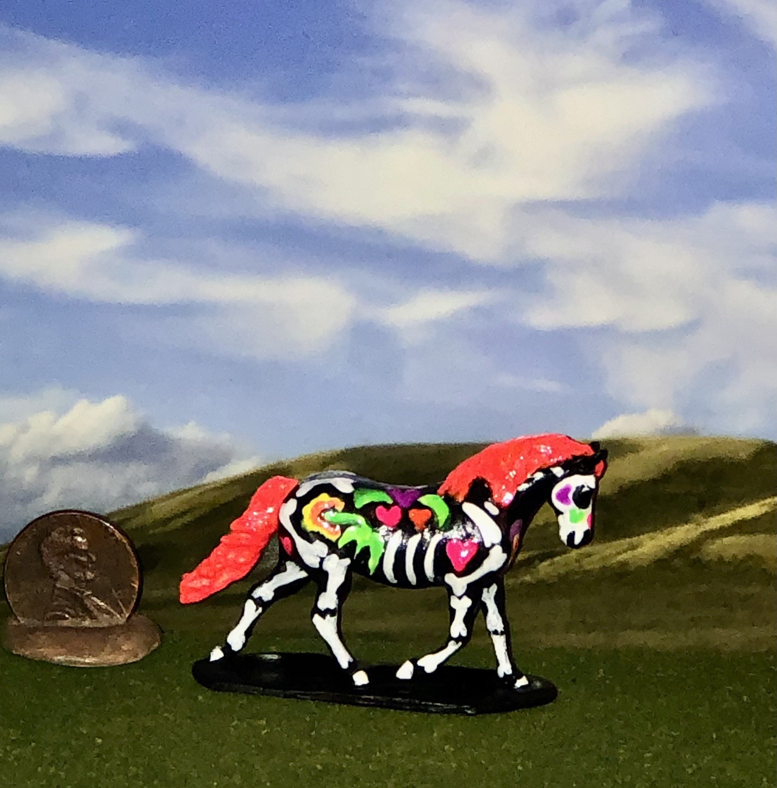 OOAK Like Breyer cm Custom Mini AR Resin Sugar Skull Halloween Horse *💀Tiny*