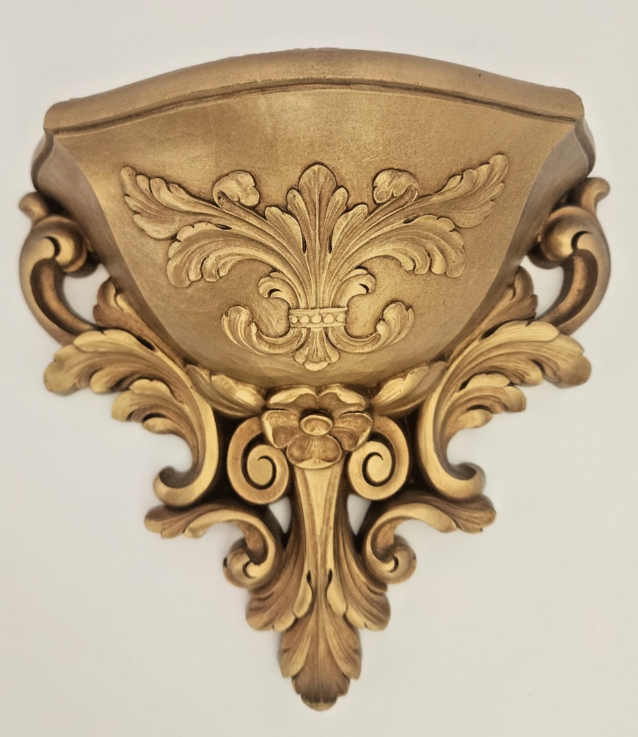 Vintage Home Interiors/#6050 Homco 1978 Goldtone Wall Shelf/Planter 7.75x8.5x4