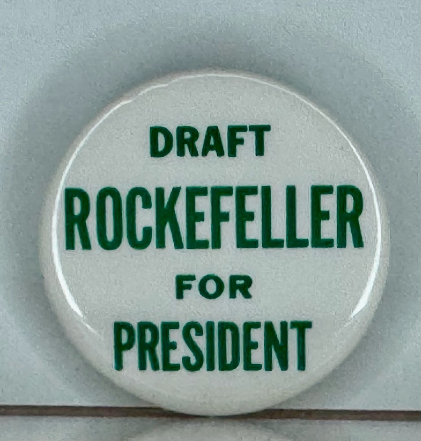 DRAFT ROCKEFELLER FOR PRESIDENT Pinback Button 1960s Political Campaign Vintage DRAFT ROCKEFELLER FOR PRESIDENT Pinback Button 1960s Political Campaign Vintage