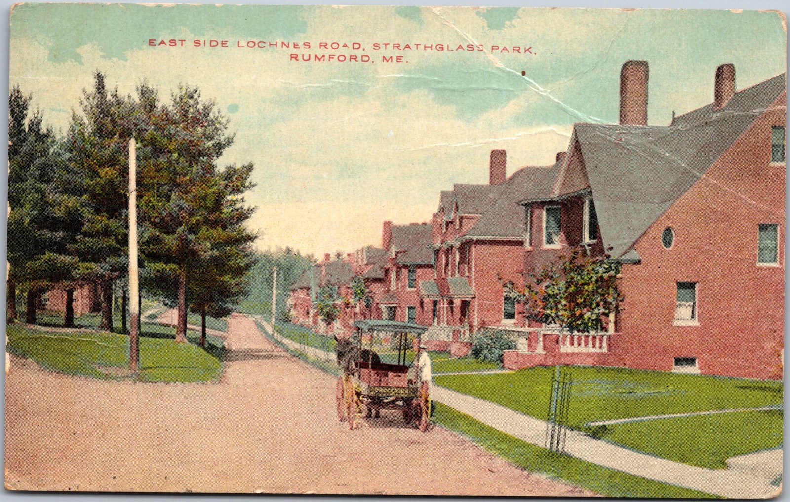 Lochnes Road Strathglass Park Rumford ME Postcard Published The Druggist B98