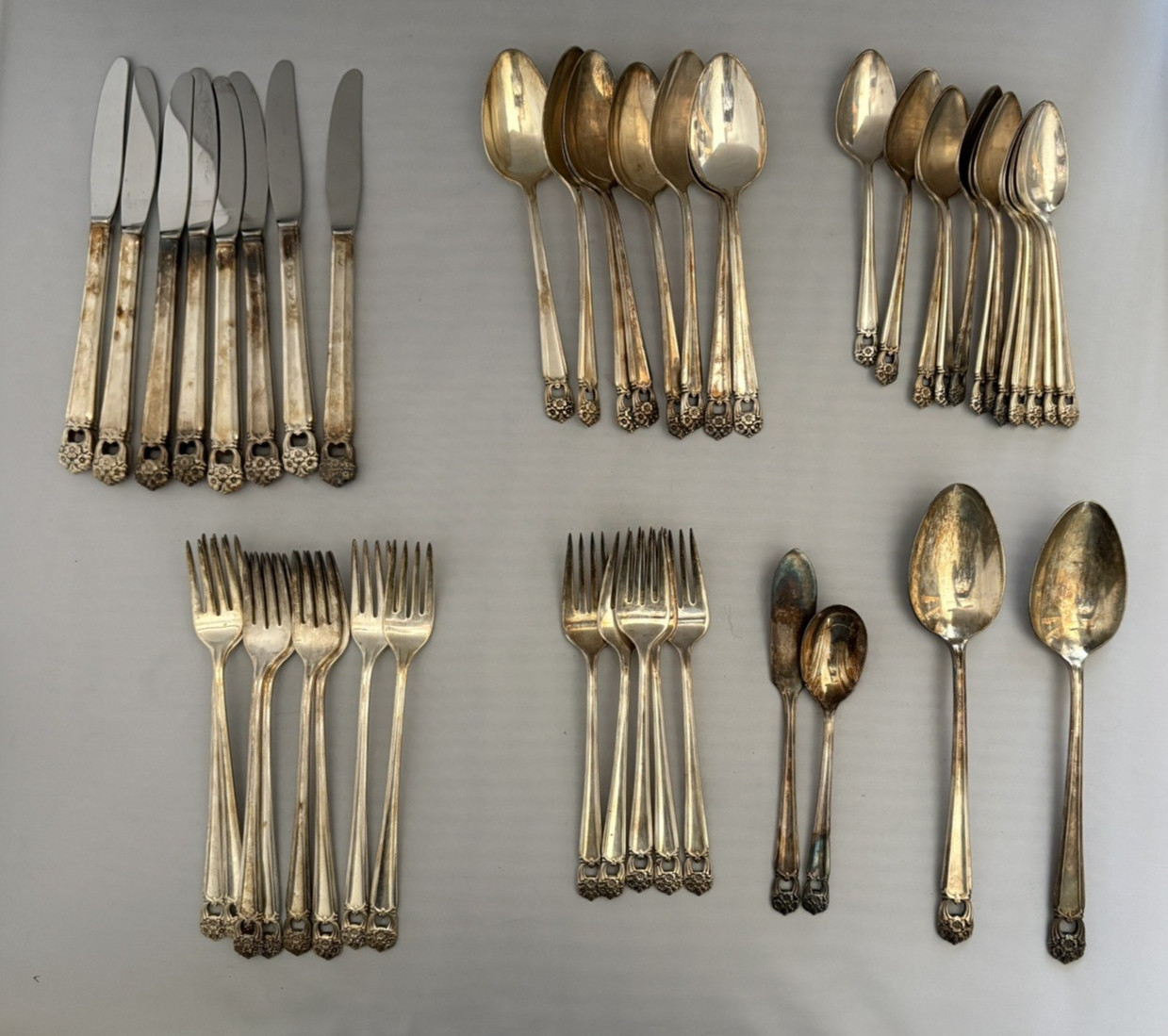 Vintage 1847 Rogers Bros Silverplate Eternally Yours Flatware Set - 45 pieces
