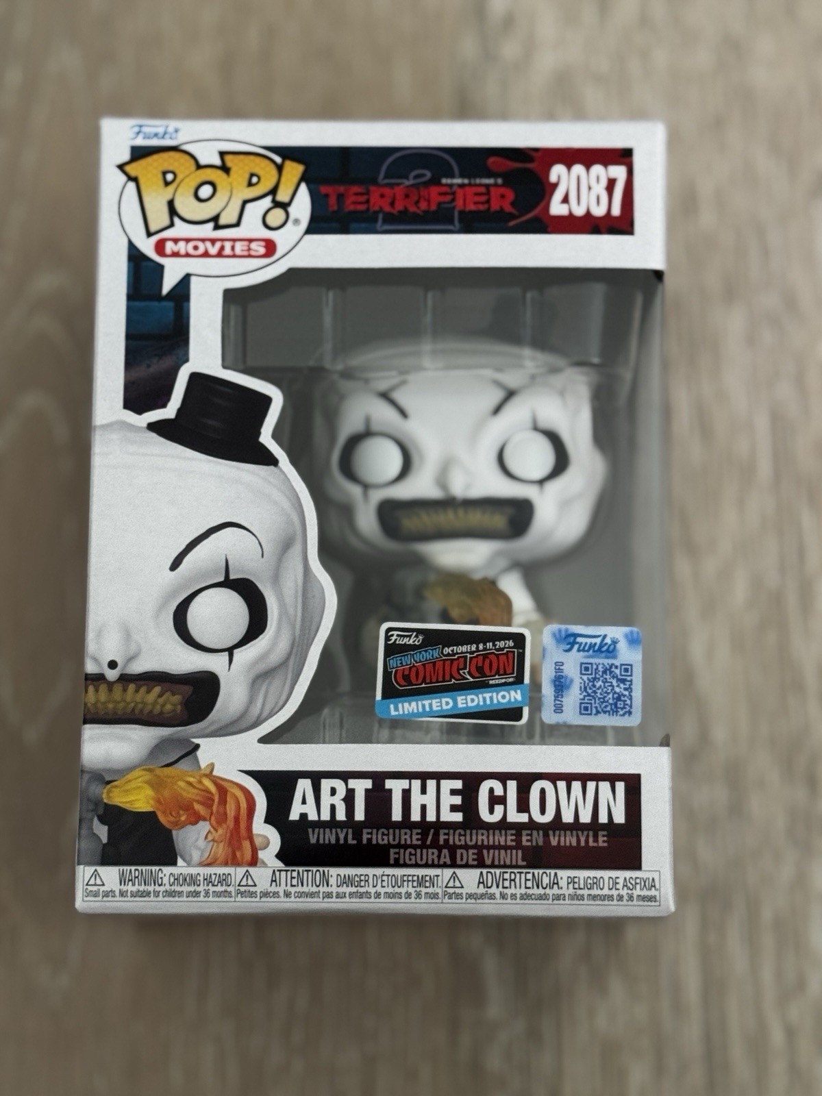 NYCC 2026 FUNKO CON POP TERRIFIER 2 ART THE CLOWN w/ FLAMETHROWER IN HAND NYCC 2026 FUNKO CON POP TERRIFIER 2 ART THE CLOWN w/ FLAMETHROWER IN HAND