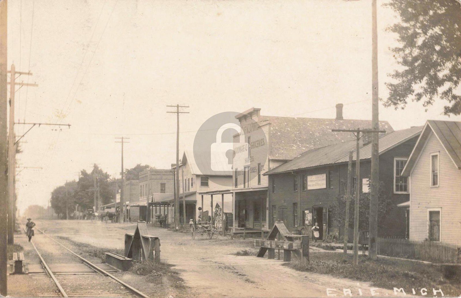 Railroad Scene, Erie MI Michigan RPPC Photo Postcard COPY Railroad Scene, Erie MI Michigan RPPC Photo Postcard COPY