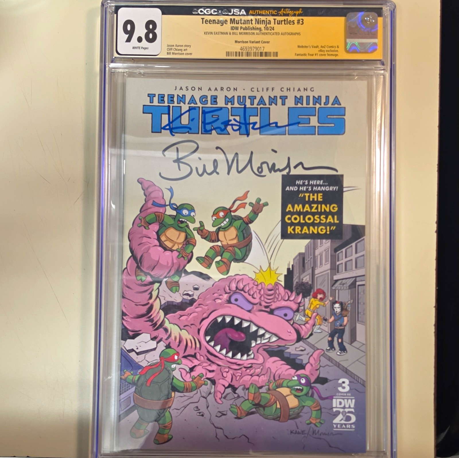 Teenage Mutant Ninja Turtles #3 CGC 9.8 Dual Signed Eastman & Morrison IDW 2024