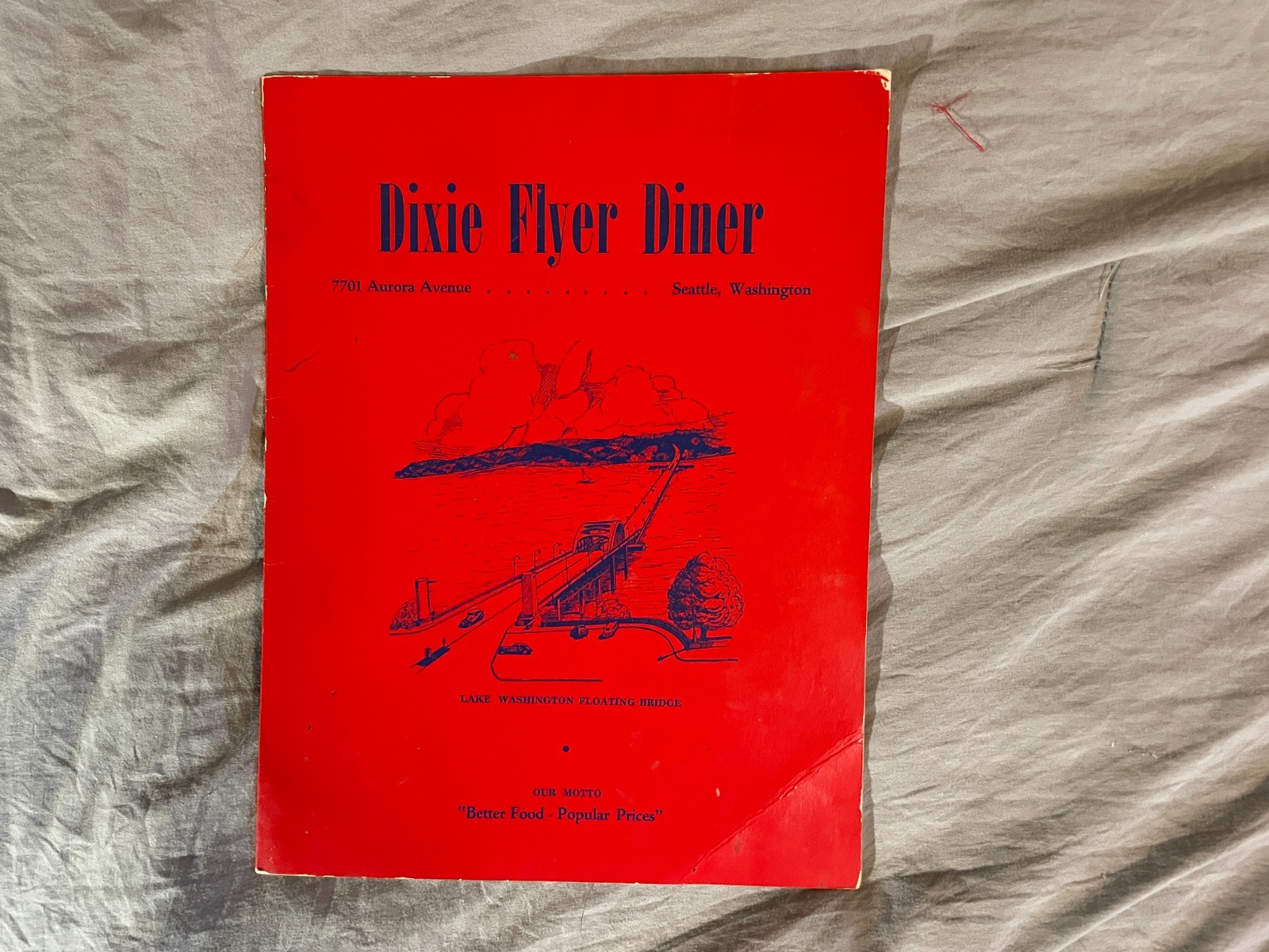Dixie Flyer Diner Restaurant Menu Seattle Washington WA 1940\'s 1950\'s Vintage