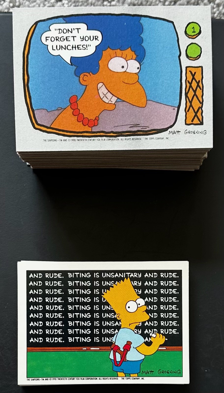1990 Topps The Simpsons Vintage Near Complete Base & Sticker Set Bartman #1