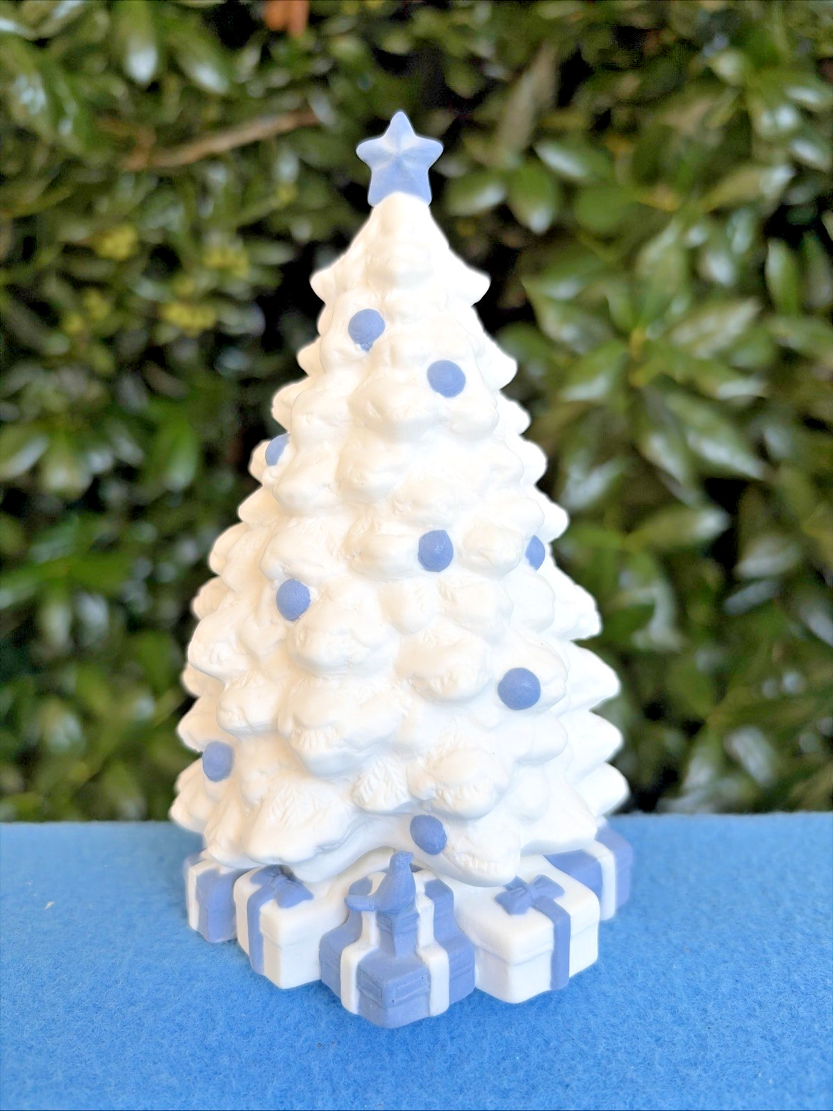 New Wedgwood Christmas Standing Tree Ornament Blue & White Porcelain