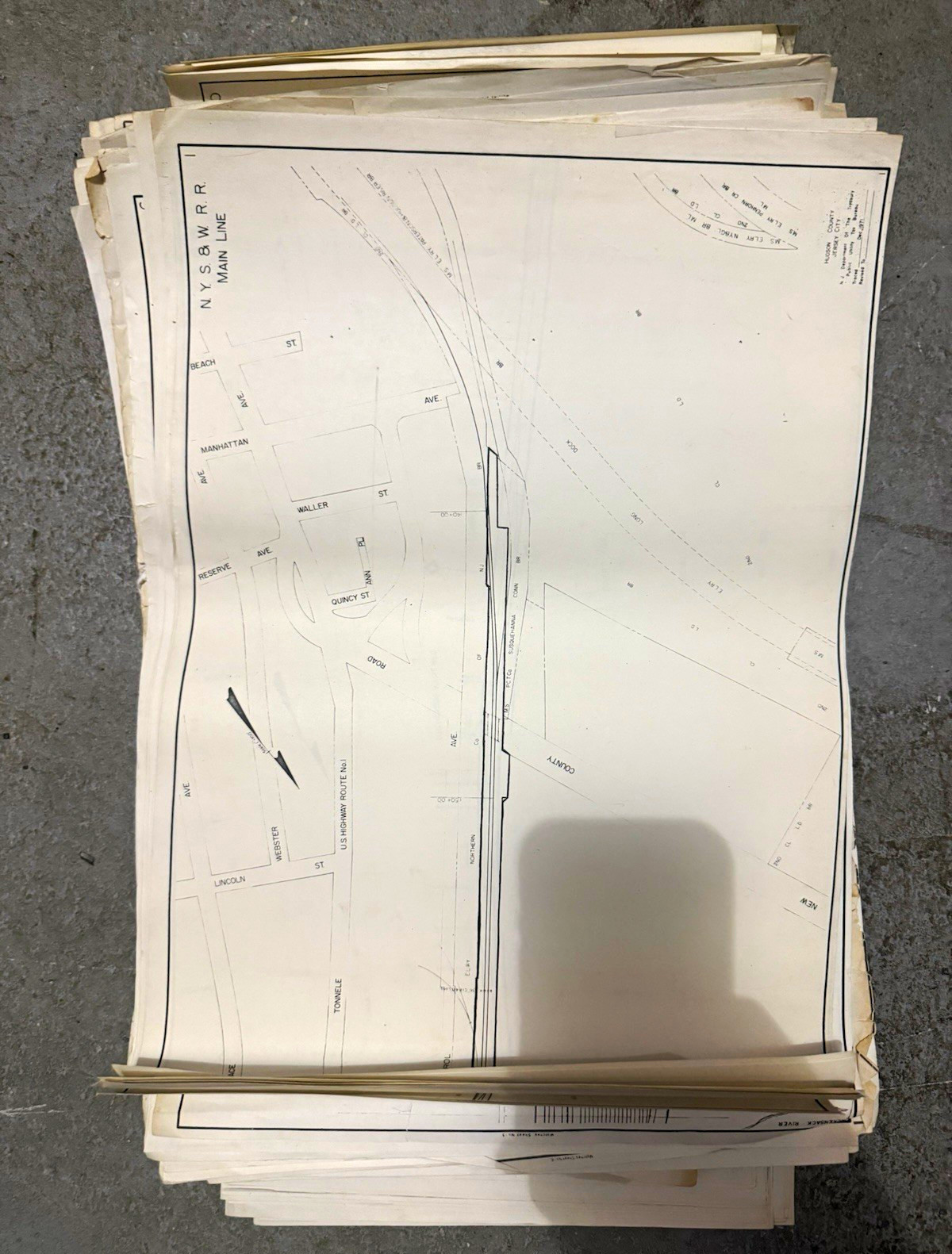 NYS&W Railroad 1922 Main Line Valuation Track Maps - Pages 1-113. JC & Sussex