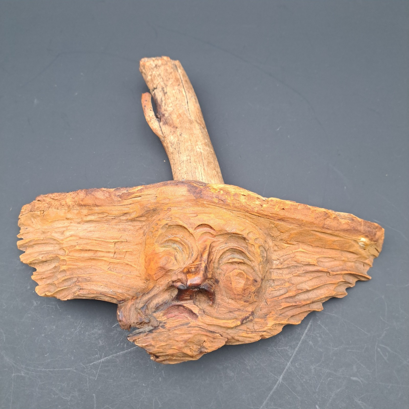 Vintage Handcarved Wood Carving Folk Art Wood Spirit/Tree Face Germany 