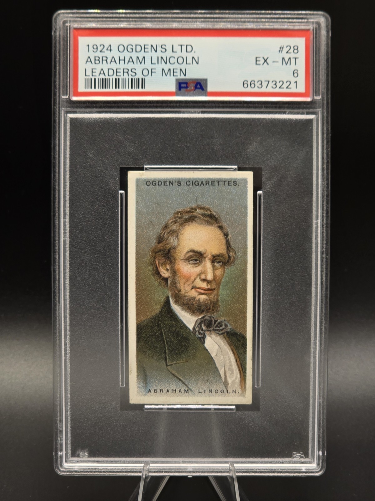 Abraham Lincoln PSA 6 1924 Ogden's Ltd Leaders of Men #28 EX-MT Tobacco Card