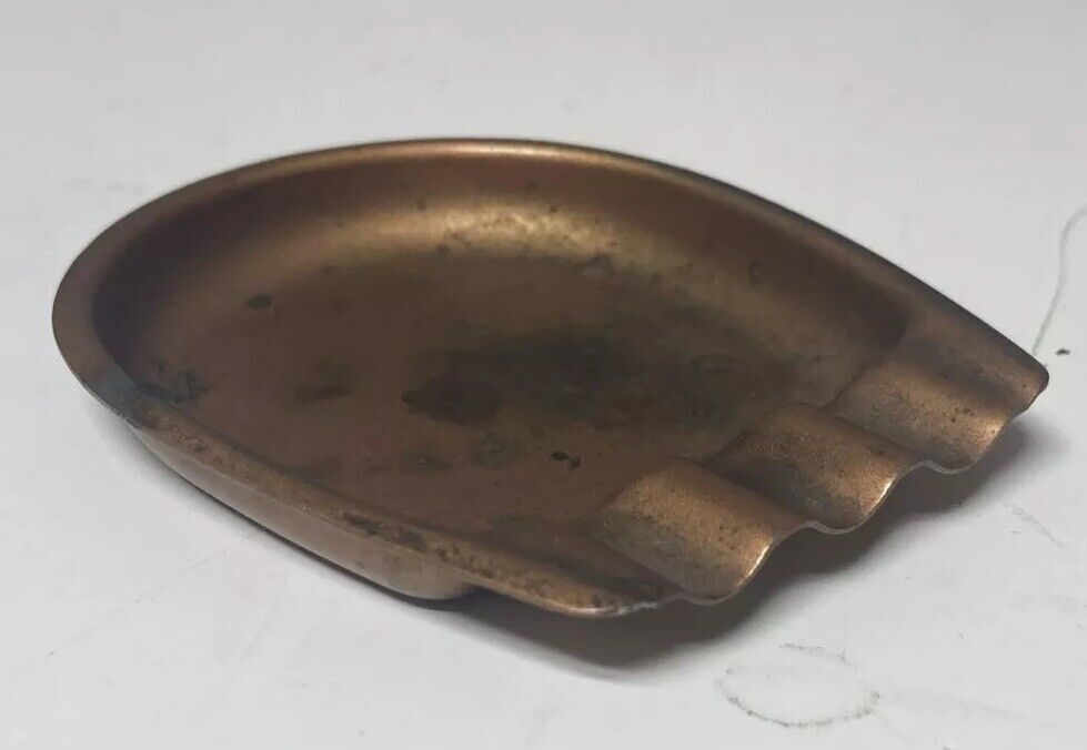 VTG Tiny Small Copper Tone Tin Personal Individual Clamshell Ashtray