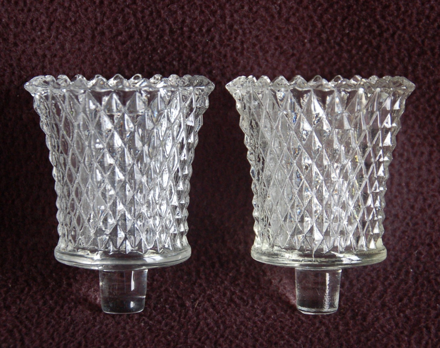 Pair HOMCO Home Interiors ~ DIAMOND POINT Peg Votive Candle Holder ~ Clear Glass Pair HOMCO Home Interiors ~ DIAMOND POINT Peg Votive Candle Holder ~ Clear Glass