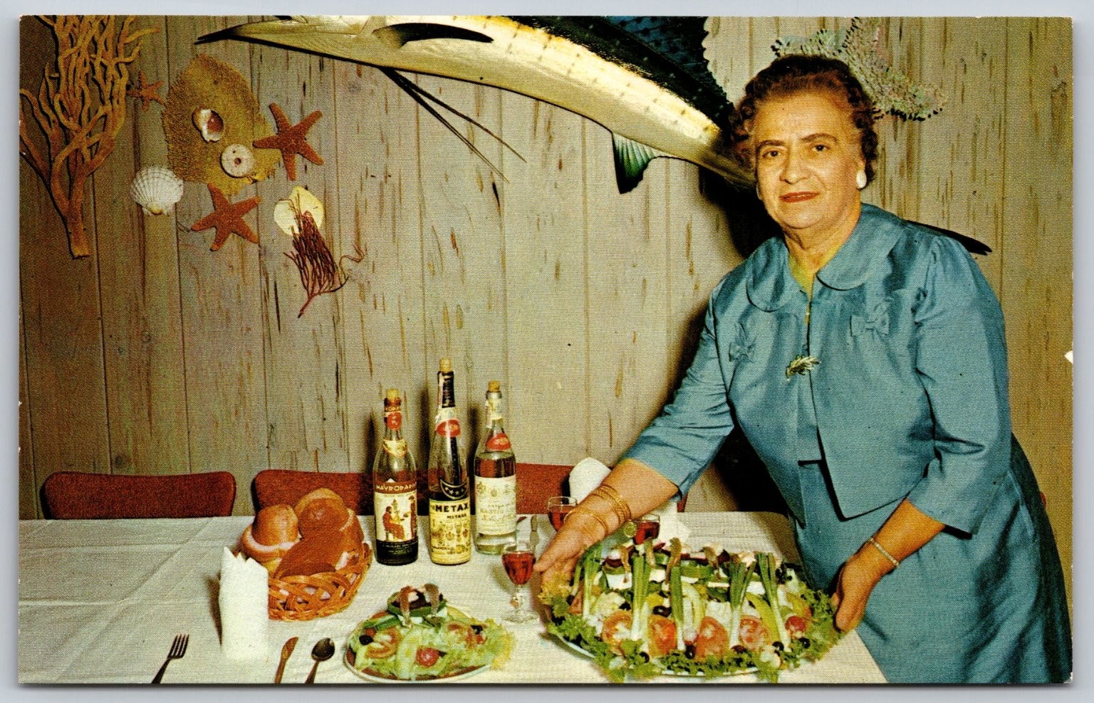 Mama Pappas Tarpon Springs FL Greek Restaurant Seafood Vintage Postcard C450
