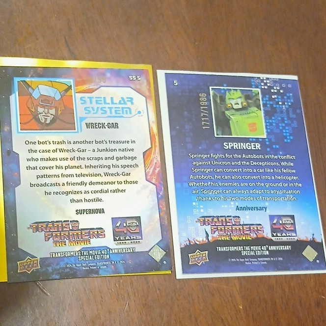 Upper Deck Transformers: The Movie 40th Anniv Special Edition 2-Card Lot 2016