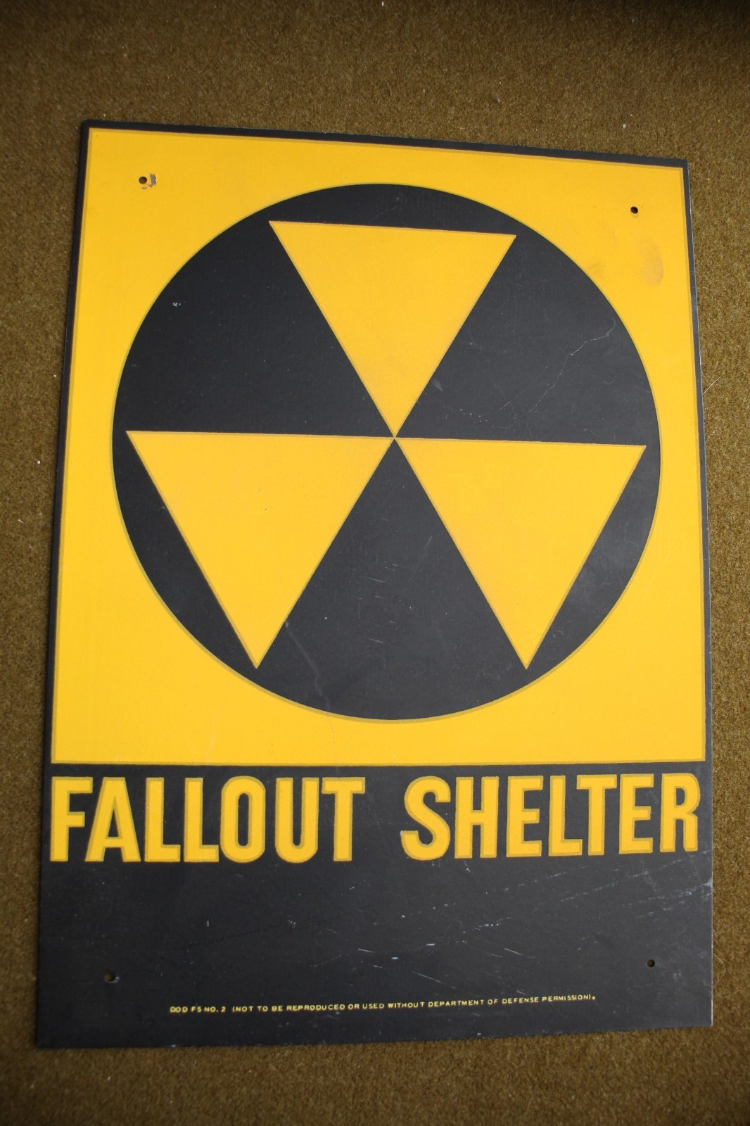 Choice Original Early Cold War U.S. Gov\'t Metal Fallout Shelter Building Sign