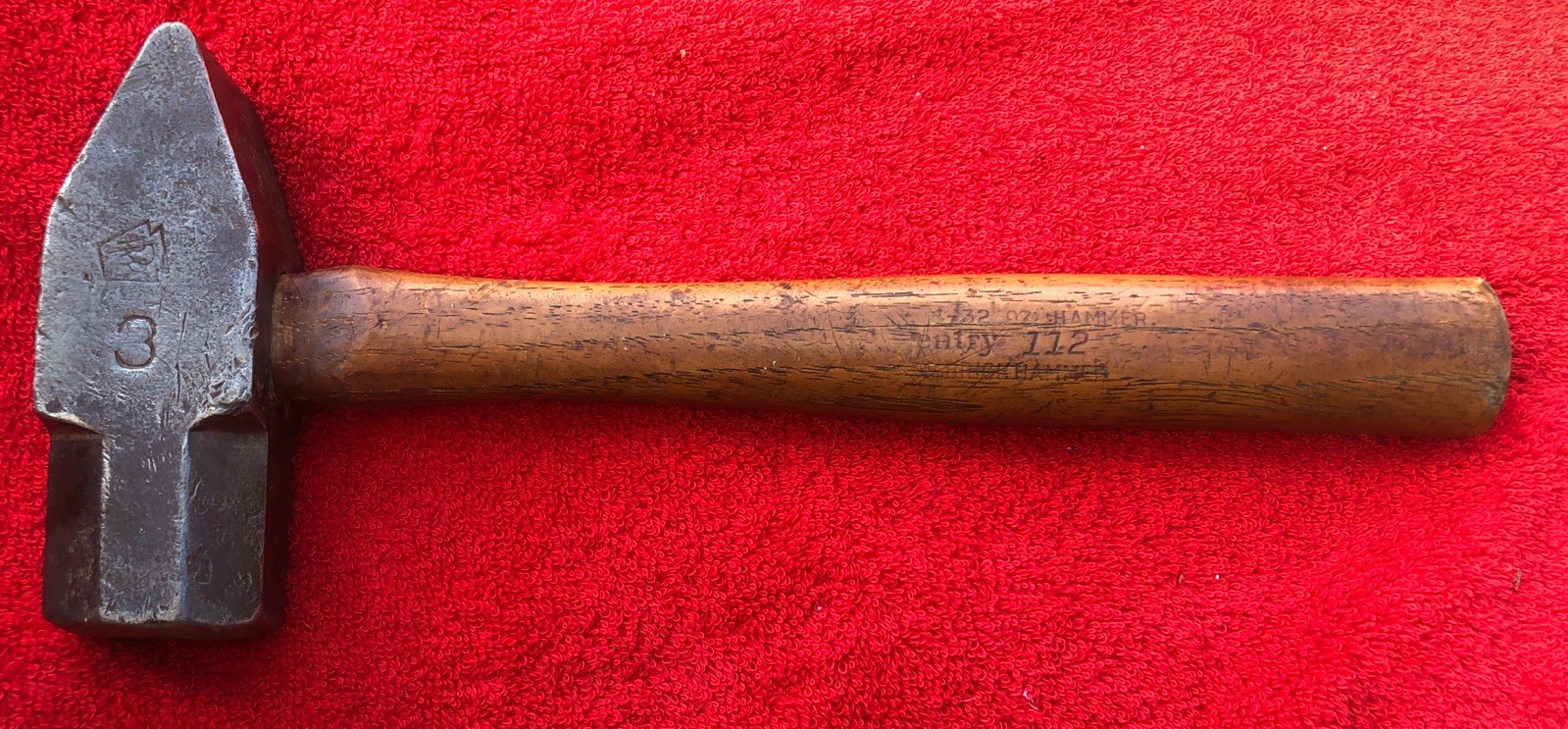Vintage IRON CITY 3 Pound Cross Peen Blacksmith's Hammer With PRR Logo & Handle Vintage IRON CITY 3 Pound Cross Peen Blacksmith's Hammer With PRR Logo & Handle