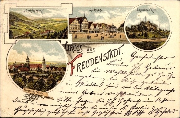 Litho Freudenstadt in the Black Forest, Christophstal, Market,... - 4174530