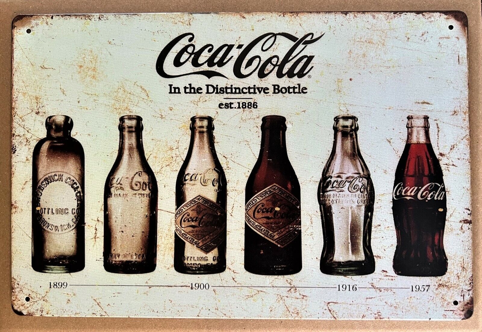 Coca Cola Bottle History Tin Sign (Coke Pepsi Rock 7 Up 5 Hour Star Bull) 0013