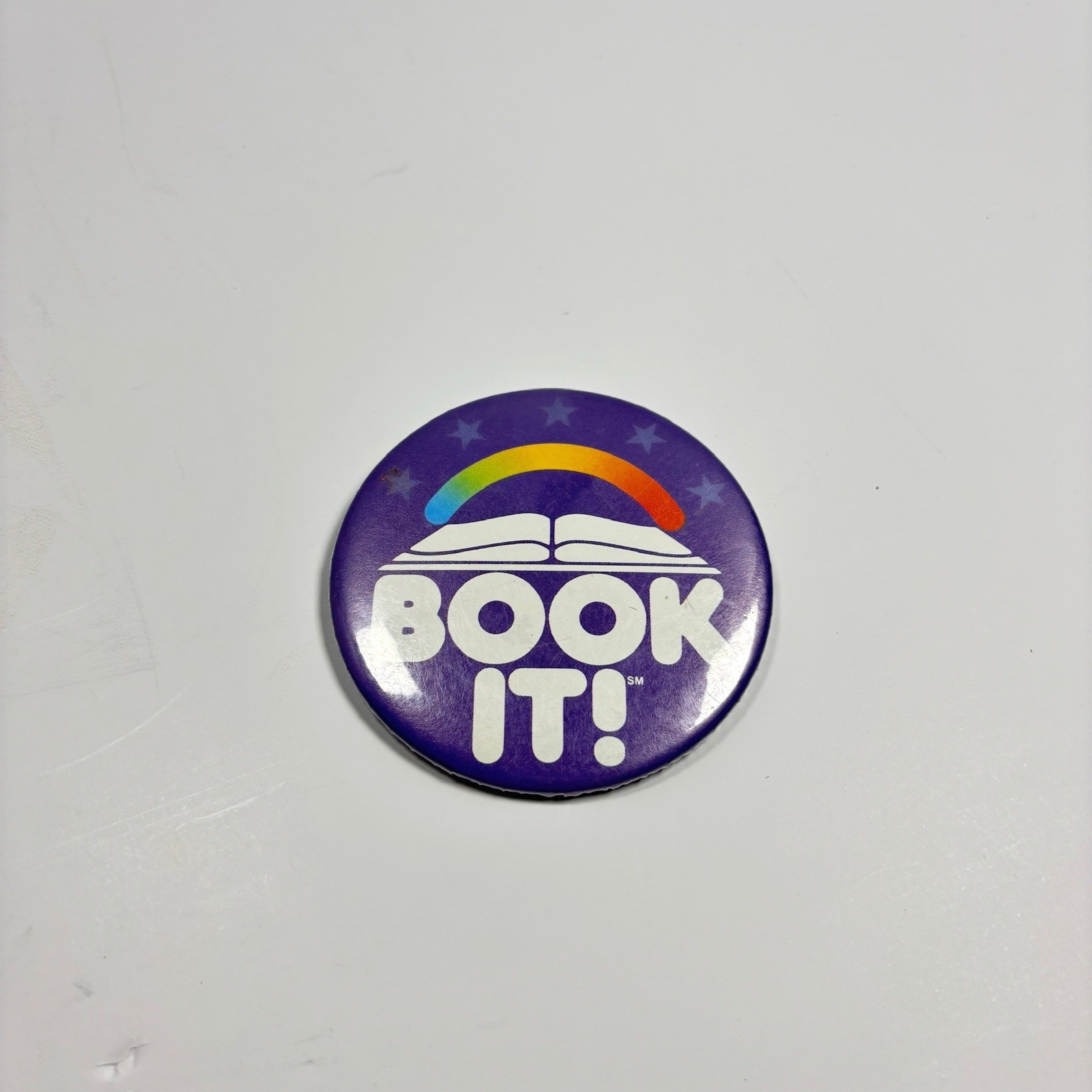 Book It Rainbow Open Book Retro Pin Badge USA Made