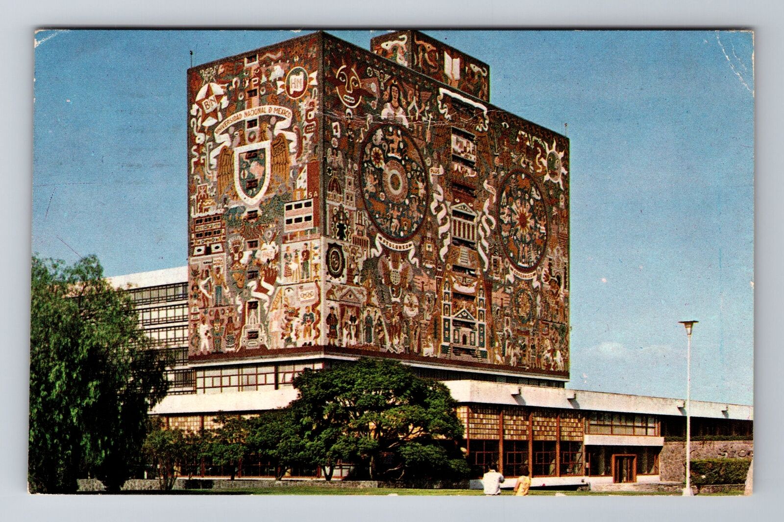 Mexico City-Mexico, Central Library at University, Antique Vintage Postcard