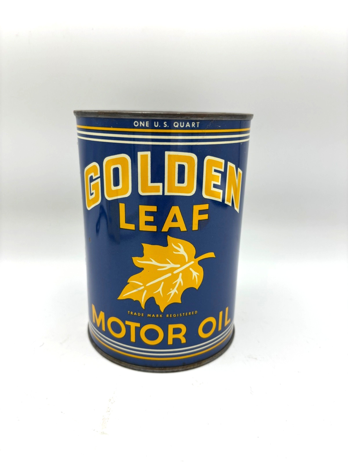 Vintage Rare Golden Leaf One Quart Empty Motor Oil Gas Can Near Mint
